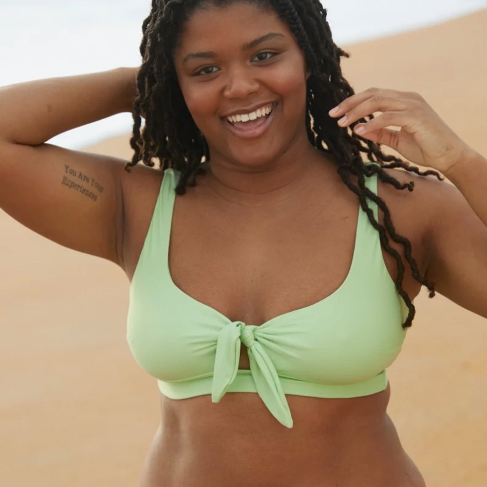 Aerie mint lime green knot bikini top